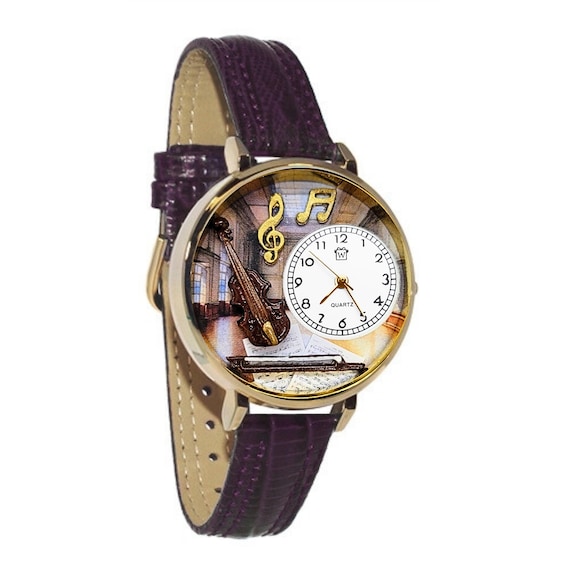 Violin String Instrument 3D Watch | Handmade in USA by Whimsical Gifts | Novelty Unique Fun | Leather Band