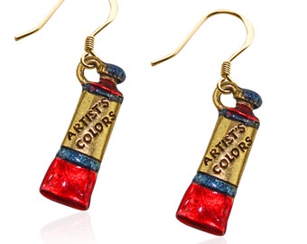 Artist Paint Tube Charm Earrings | Gold or Silver Finish | Hand Painted & Handmade in USA | by Whimsical Gifts