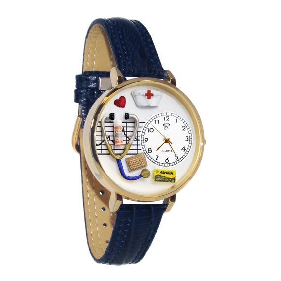 Reloj 3D de la Cruz Roja de Enfermera Incluye colgante de estetoscopio gratis Hecho a mano en EE. UU. por Whimsical Gifts Novedad Diversion unica Banda de cuero Etsy Espana