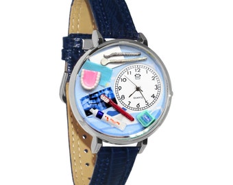 Dentist 3D Watch | Handmade by Whimsical Gifts | Novelty Unique Fun | Leather Watch Band