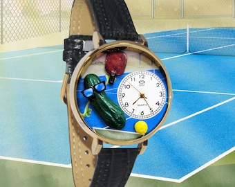 Pickleball 3D Watch | Handmade in USA by Whimsical Gifts | Novelty Fun Unique | Leather Watch Band