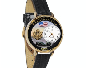 US Army Armbanduhr 3D | Handgefertigt in den USA von Whimsical Geschenke | Neuheit Einzigartiger Spass | Lederband