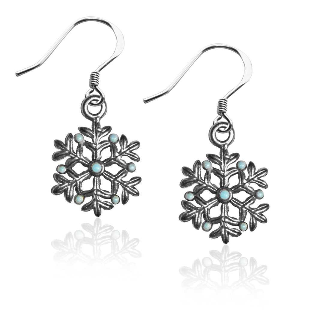 Snowflake Charm Earrings | Silver or Gold Finish | Hand Painted and ...