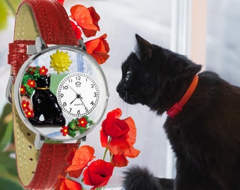 Aalende Katze Black & White Cat 3D Uhr | Handgefertigt in den USA von Whimsical Geschenke | Neuheit Fun Einzigartig