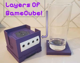 GameCube Coaster set - Layered Internals Coaster Plus holder Purple Gameboy Player Add on Available