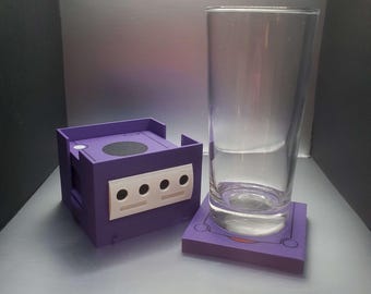 GameCube Coaster set - 4 thick coasters Plus holder Purple Gameboy Player Add on Available