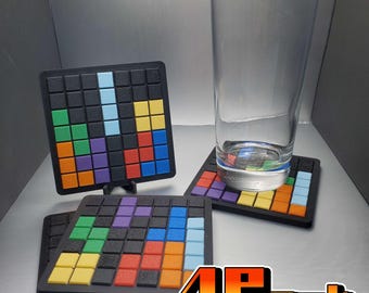 Podkładki Tetris – personalizowany prezent dla gracza, drukowany w 3D, zestaw 4 szt.