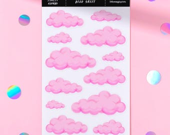 Cloud Stickers, Pink Cloud Journal Stickers, Pink Stickers, Aesthetic Stickers, Decorative Stickers, Journaling Stickers, Planner Stickers