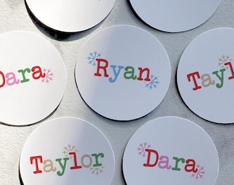 Custom Christmas Name Stickers, Personalized Christmas Gift Tag Labels, Christmas Gift Stickers, Christmas Party Favor Labels, Holiday Label