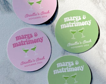 Margs & Matrimony Stickers, Bachelorette Stickers, Bachelorette Labels, Margarita Bachelorette Favors, Personalized Stickers, Custom Labels