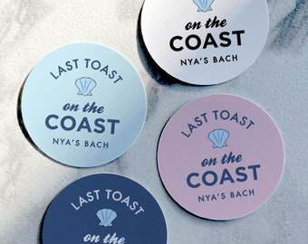 Last Toast on the Coast Bachelorette Sticker Labels, Custom Bachelorette Stickers, Coastal Bachelorette Decor, Personalized Favor Labels