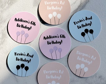 Birthday Favor Stickers, Kids Party Labels, Birthday Labels, Personalized Stickers, Party Stickers, Custom Stickers, Bag Stickers