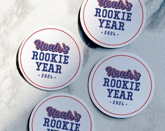 Baseball Birthday Labels, Kids Party Labels, Rookie of the Year Birthday Stickers, Personalized Stickers, Party Stickers, Favor Stickers