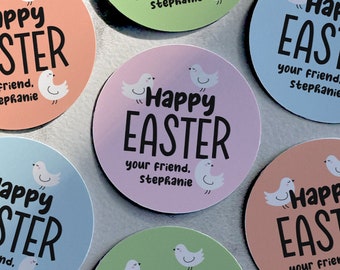 Easter Stickers, Happy Easter Stickers, Personalized Easter Gift Basket Tag Labels, Easter Party Goody Bag Labels, Favor Stickers