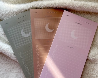 To Do List Notepad, Moon Notepad, Notepad Gift, Daily Notebook, Daily Notes, Daily Planner Pad, Kawaii Notepad