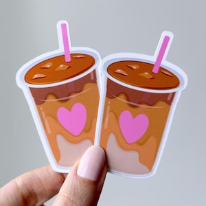 Iced Coffee Sticker, Coffee Vinyl Sticker, Latte Sticker, Water Bottle Sticker, Aesthetic Stickers, Laptop Sticker, Bookish Sticker