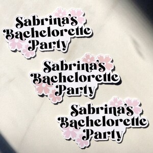 Custom Bachelorette Stickers, Personalized Bachelorette Sticker Labels, Floral 70s Retro Bachelorette Favor Stickers, Vinyl Decal