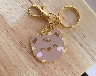 Teddy Bear Charm Keychain,Bear Keychain, Cute Bag Charm Keychain, Gold Bear Star Keychain, Girly Aesthetic Keychain