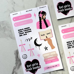 Bookish Stickers, Book Sticker Sheet, Aesthetic Journaling Stickers, Book Planner Stickers, Booktok Stickers, Reading Stickers