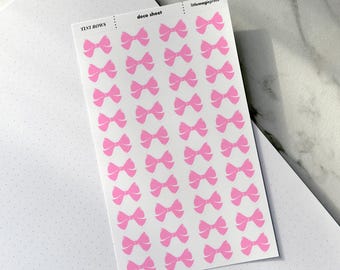 Bow Stickers, Coquette Bow Sticker Sheet, Bow Journal stickers, Planner Stickers, Girly Aesthetic Stickers, Bow Junk Journal, Icon Stickers