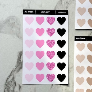 Heart Stickers, Heart Icon Stickers, Planner Stickers, Journaling Stickers, Icon Stickers, Deco Sticker Sheet, Pink Beige Heart Stickers