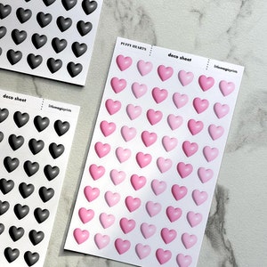 Heart Stickers, Heart Icon Stickers, Mini Heart Stickers, Planner Stickers, Journaling Stickers, Pink Icon Stickers, Deco Sticker Sheet