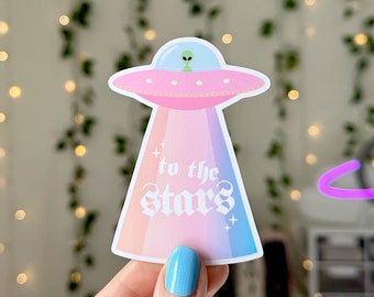 Alien Stickers, UFO Sticker, Kindle Stickers, Vinyl Sticker, Laptop Sticker, Aesthetic Stickers, Water Bottle Sticker