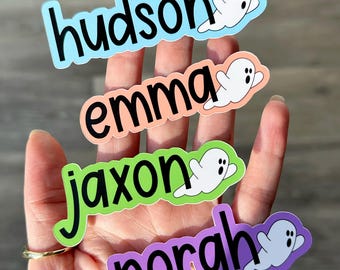 Custom Name Stickers, Kids Name Stickers, Kids Halloween Stickers, Personalized Name Stickers, Halloween Party Stickers, Spooky Stickers