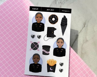 Aesthetic Stickers, Space Stickers, Black Stickers, Journal Stickers, Food Stickers, Decorative Stickers, Deco Stickers
