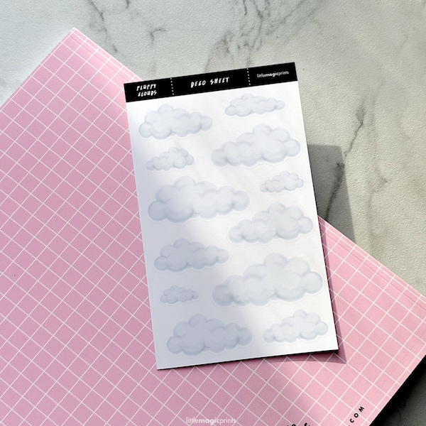 Cloud Planner Stickers, Grey Cloud Bulletjournal Stickers, Ethereal Stickers, Gray Cloud Junk Journal Stickers, Girly Kawaii Stickers