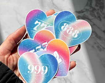 Angel Number Stickers, Kindle Sticker, Laptop Sticker, Vinyl Sticker, Aesthetic Stickers, Heart Stickers, Water Bottle Sticker