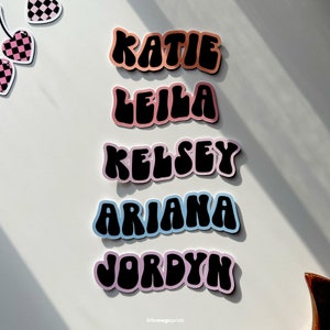 Custom Retro Name Stickers, Retro Bachelorette Party Name Sticker Labels, Retro Party Guest List Name Stickers, Personalized Bach Stickers