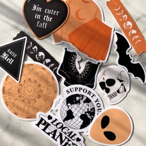 Fall Halloween Stickers, Spooky Stickers, Aesthetic Stickers, Halloween Aesthetic Stickers, Fall Planner Stickers, Tumbler Stickers