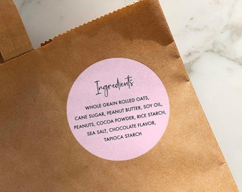 Ingredients Sticker Labels, Allergy Information Labels, Food Labels, Baked Goods Labels, Custom Ingredients Labels, Bakery Label