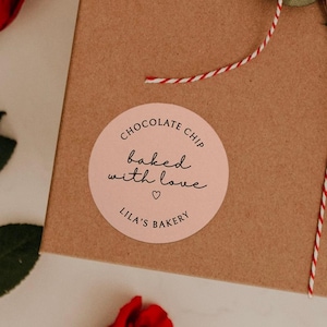 Custom Baked with Love Stickers, Personalized Bakery Stickers, Baked Goods Labels, Bakery Packaging, Favor Labels, Small Business Stickers