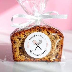 Custom Bakery Stickers, Personalized Baked with Love Stickers, Baked Goods Label, Bakery Packaging, Small Business Bakery Stickers