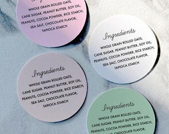 Ingredients Sticker Labels, Allergy Information Labels, Food Labels, Baked Goods Labels, Custom Ingredients Labels, Bakery Label
