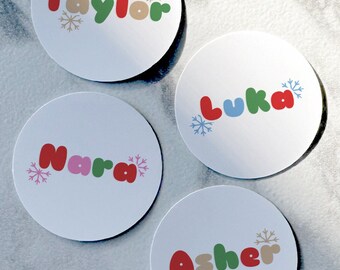 Custom Christmas Name Stickers, Personalized Christmas Gift Tag Labels, Christmas Gift Stickers, Christmas Party Favor Labels, Holiday Label