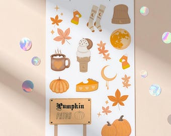 Fall Autumn Planner Stickers, Autumn Leaves Journal Stickers, Pumpkin Stickers, Scrapbook Cozy Fall Stickers, Decorative Sticker