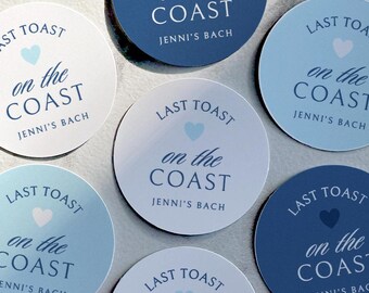 Coastal Bachelorette Favors Labels, Last Toast on the Coast Bachelorette Stickers, Coastal Bachelorette Decor, Personalized Favor Labels