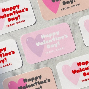 Custom Valentine&#39;s Day Stickers, Personalized Valentine&#39;s Day Labels, Kids Valentines for School, Classroom Valentines, Heart Gift Labels
