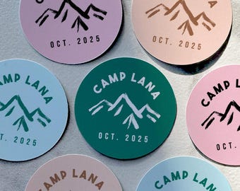 Camp Bachelorette Stickers, Custom Bachelorette Labels, Camping Bachelorette Decor, Cabin Bachelorette Stickers