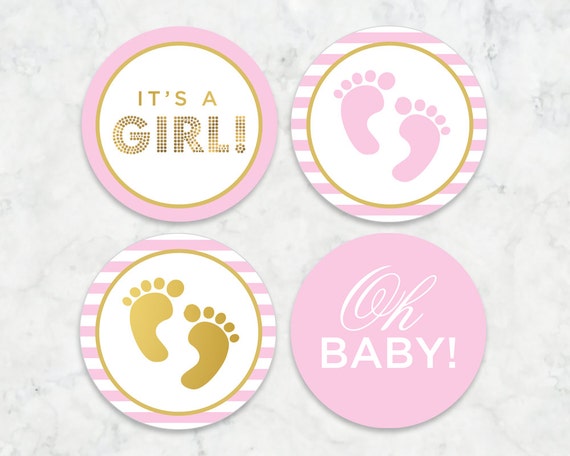 It's a Girl Printable Tags Labels Cupcake Toppers // | Etsy UK