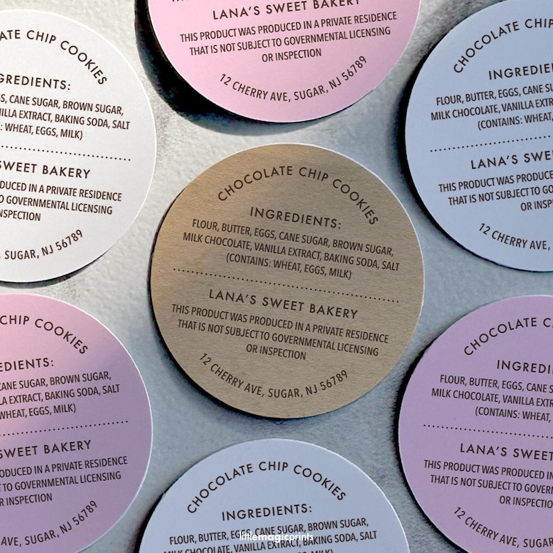Personalized Cottage Food Sticker Labels | Ingredients, Kraft, Homemade