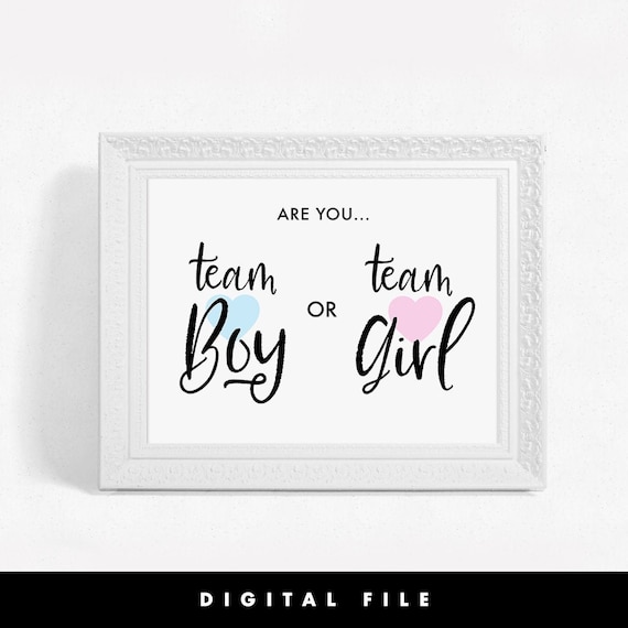 Team Boy Team Girl Printable Gender Reveal Sign DIY Digital Etsy