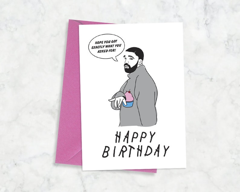 Drake Printable Delighted Birthday Card // Drake, Hotline Bling, Motivated Printable Pleased Birthday Greeting Card image relating to Printable Happy Birthday Images named Drake Printable Content Birthday Card // Drake, Hotline Bling, Influenced Printable Pleased Birthday Greeting Card