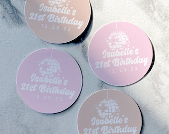 Disco Birthday Sticker Labels, Retro Favor Labels