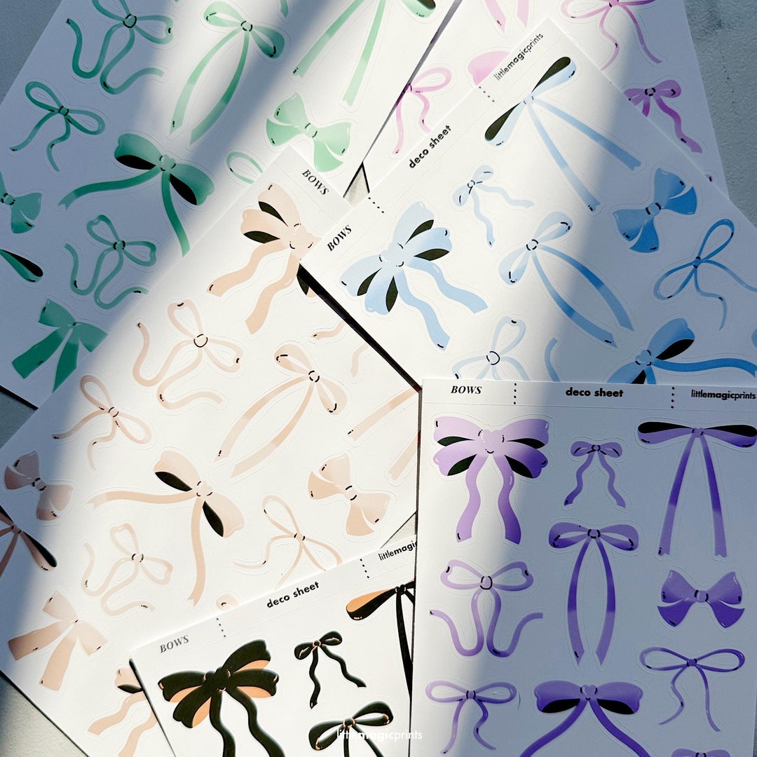 Paper Bow Sticker Bow Stickers, Bows Sticker Sheet, Decorative Sticker Sheets, Deco ...