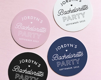 Custom Bachelorette Stickers, Bachelorette Party Favors, Custom Modern Bachelorette Labels, Custom 1.5" Circle Bachelorette Party Stickers