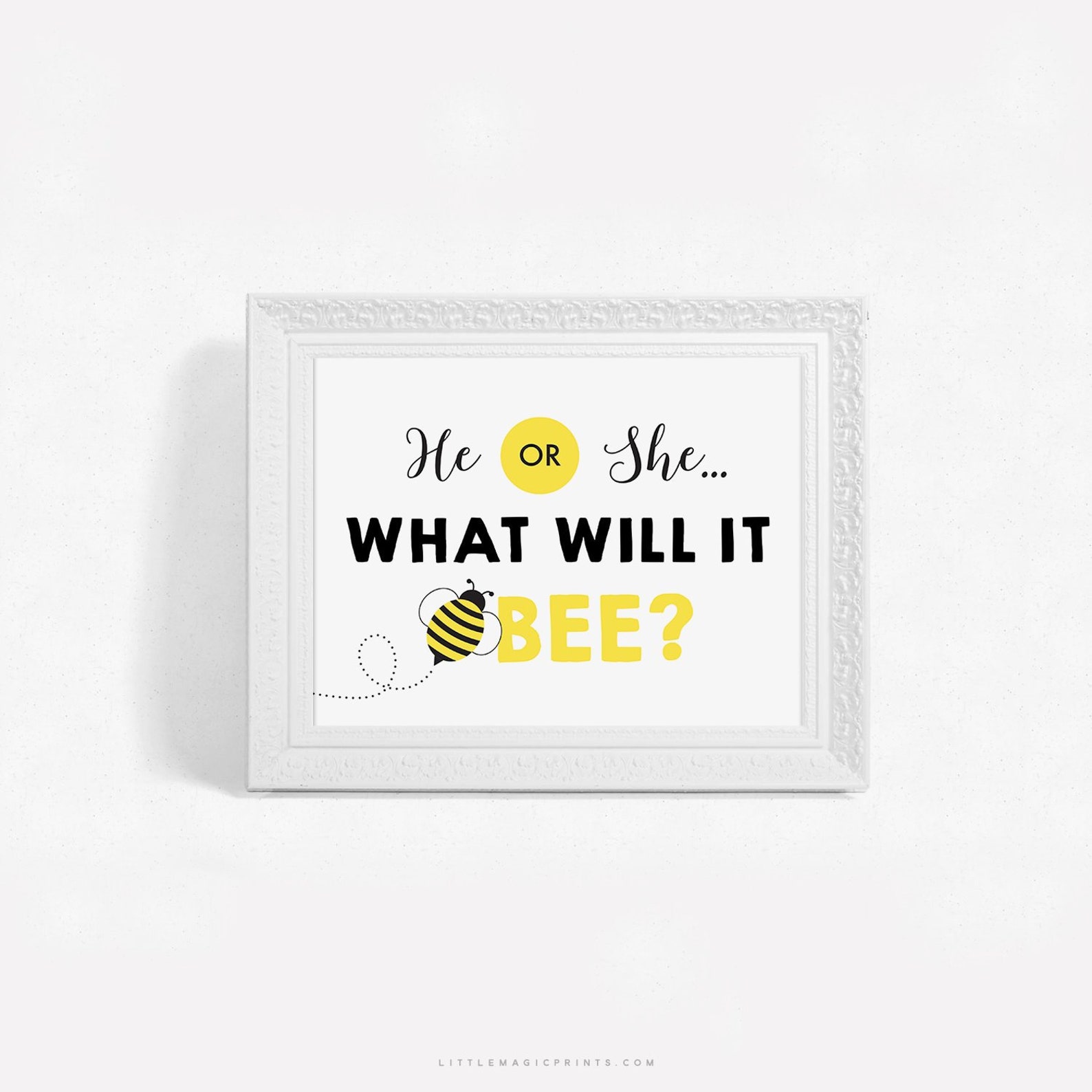 Printable He or She What Will It Bee Gender Reveal Sign, Printable Bee ...